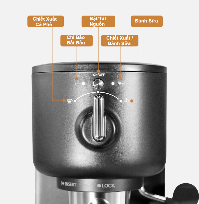 Máy pha cà phê Espresso, Cappuccino, Latte thương hiệu Mỹ cao cấp HiBREW H5B - Công suất 1500W, áp suất 15bar - Hàng nhập khẩu