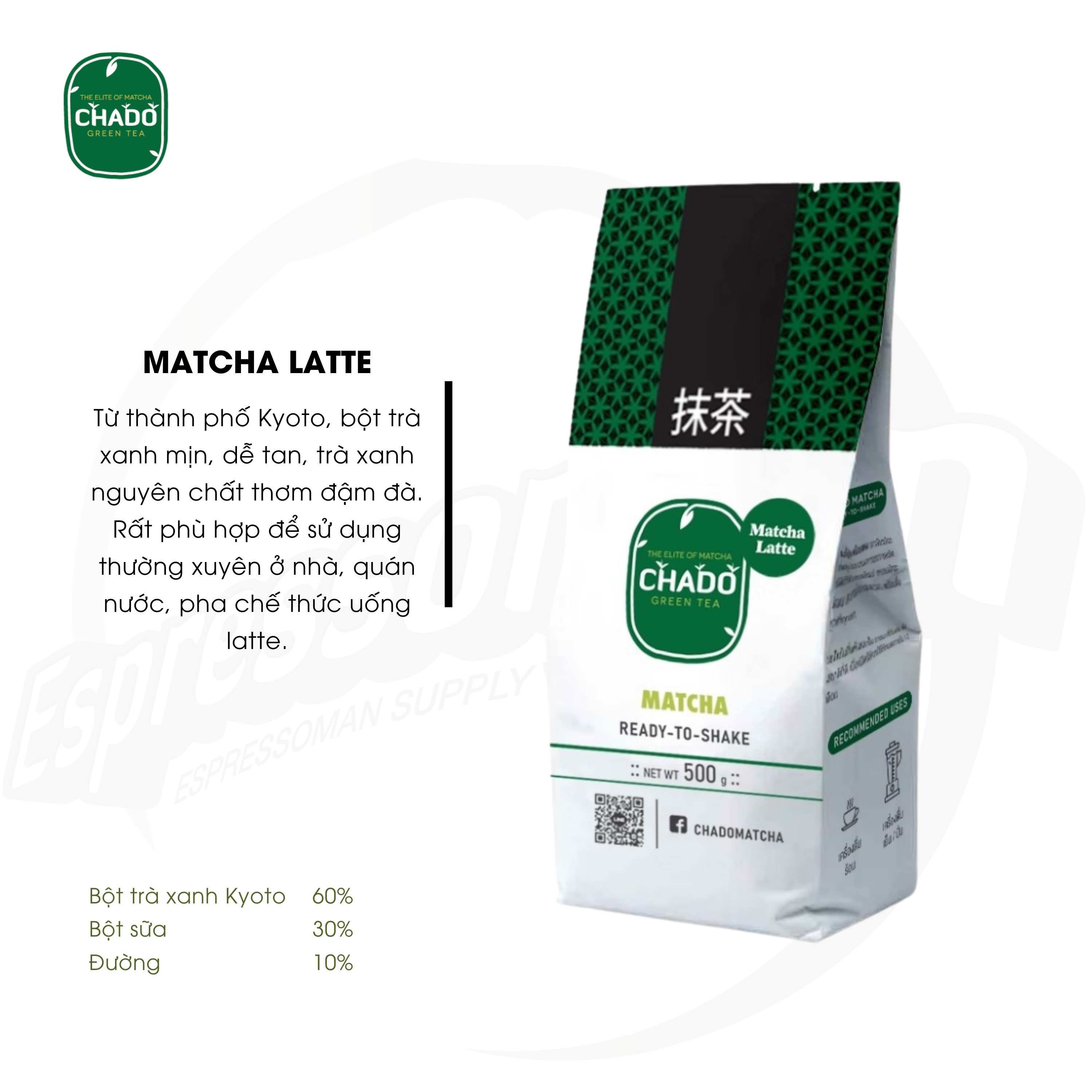 Matcha Latte - Bột trà xanh - Matcha Nhật Bản - Dùng Pha Chế - Uống liền - Bột