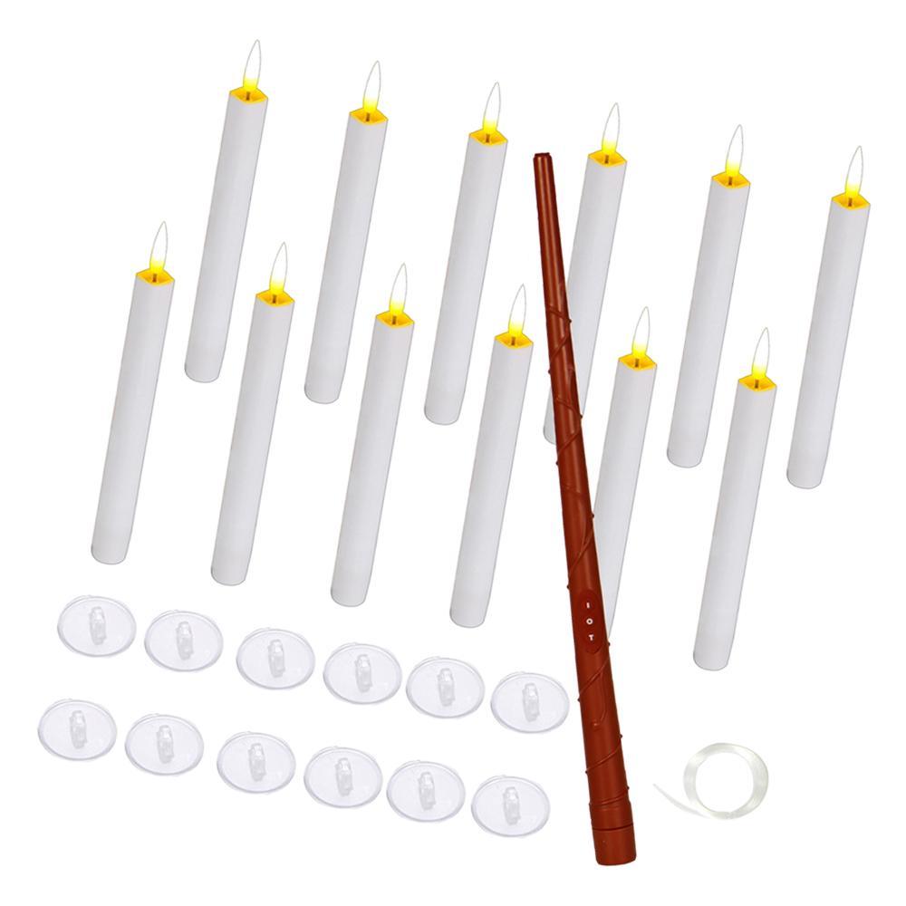 12 Pieces Flameless Floating Candles Ornament LED Electric Candles Hanging Candles for Halloween Festival Table Decoration