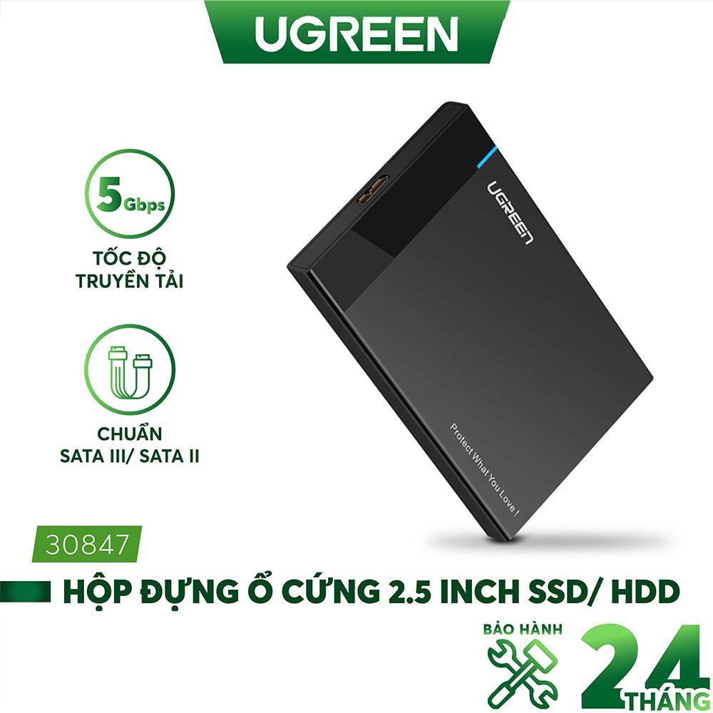 Hộp đựng ổ cứng 2.5 inch SSD, HDD hỗ trợ 6TB,chuẩn SATA UGREEN US221 vỏ nhựa ABS - Hàng chính hãng