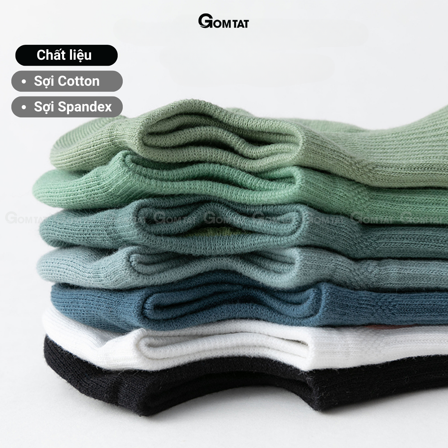 Tất vớ lười nam GOMTAT chất liệu cotton hút ẩm khử mùi, thiết kế lưới thoáng khí, có đệm cao su chống tụt gót – HAI-MIA-1401-1DOI