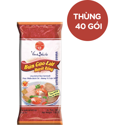 Thùng 40 gói Bún gạo lứt huyết rồng Bích Chi (200g/gói)