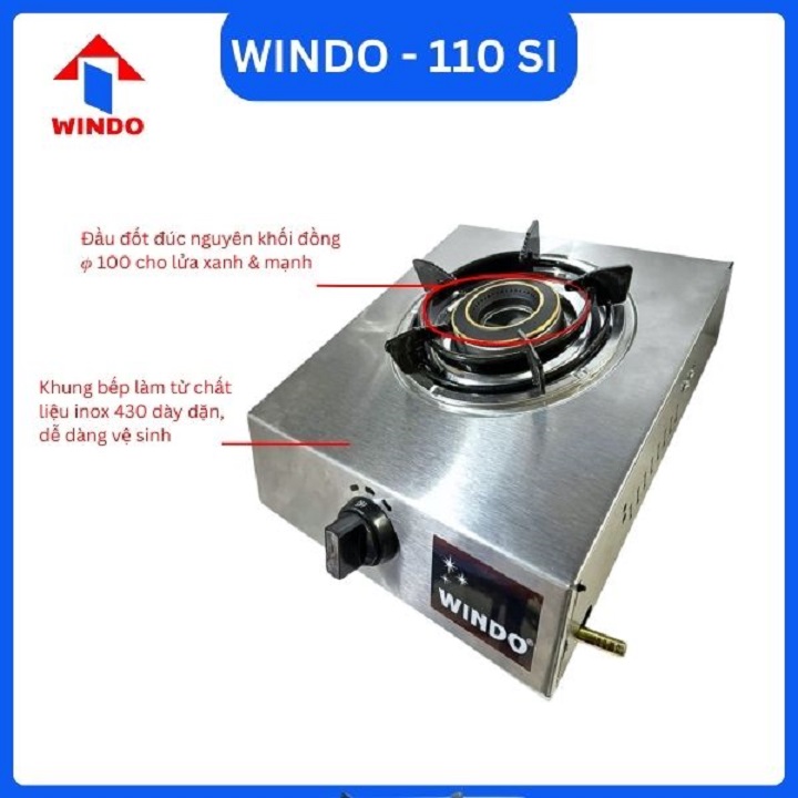 Bếp gas Cao Cấp Lửa Mạnh Windo 110SI - Bếp Gas 1 Lò Bán Công Nghiệp -Hàng Chính Hãng