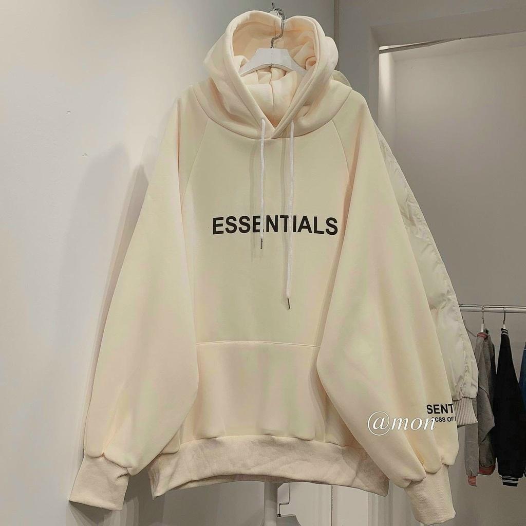 Áo Khoác Hoodie ESSENTIA Dáng Rộng Vải Nỉ PE Phối Nón Giữ Nhiệt Phong Cách Thời Trang Hot Trend Mới