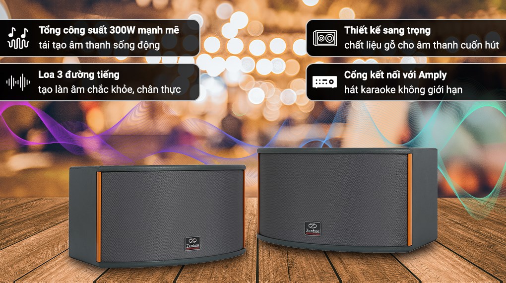 Loa Karaoke gia đình Zenbos CR5 300W/Loa Bass 20 cm, 3 đường tiếng(Hàng Chính Hãng)