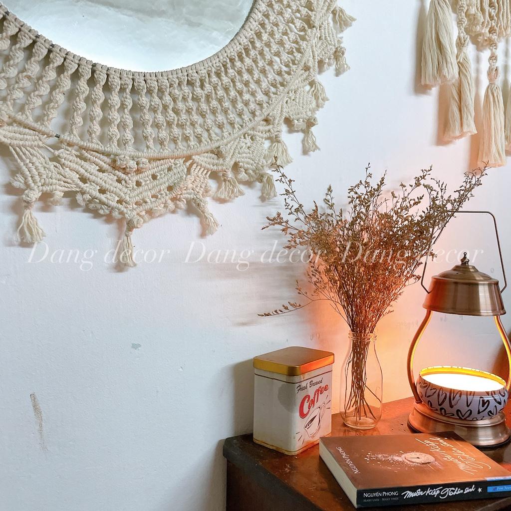 Gương Macrame nội thất treo tường phong cách vintage mộc mạc, cổ điển