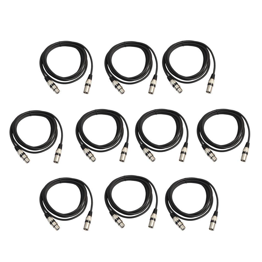 10pcs Beautiful and Durable DMX Signal Cable XLR Male to Female Cable 9.84ft