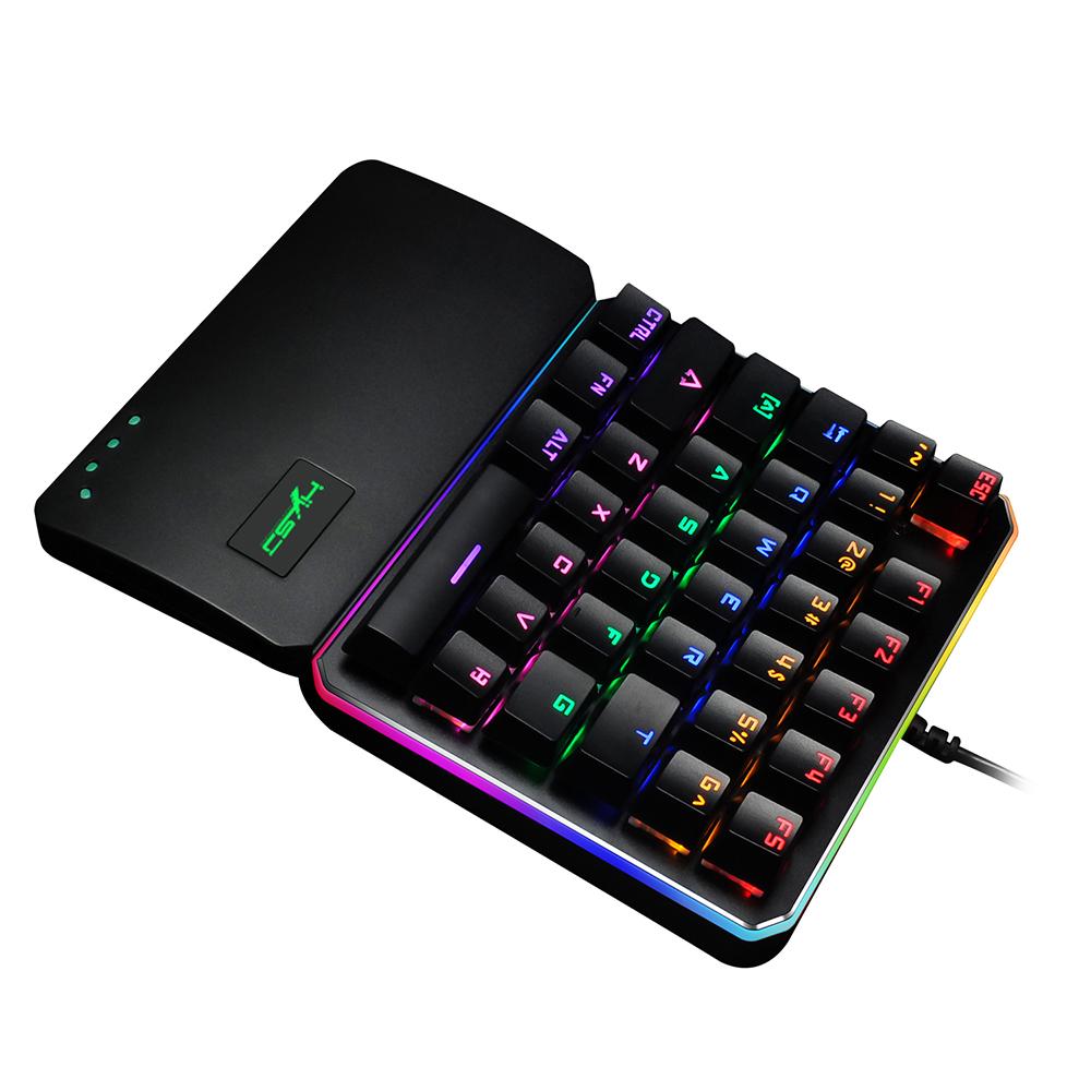 HXSJ V200 Keyboard 8 Backlit Mode Green Axis 35Keys Mechanical Keyboard Mini USB Wired Keypad Replacement for PUBG LOL