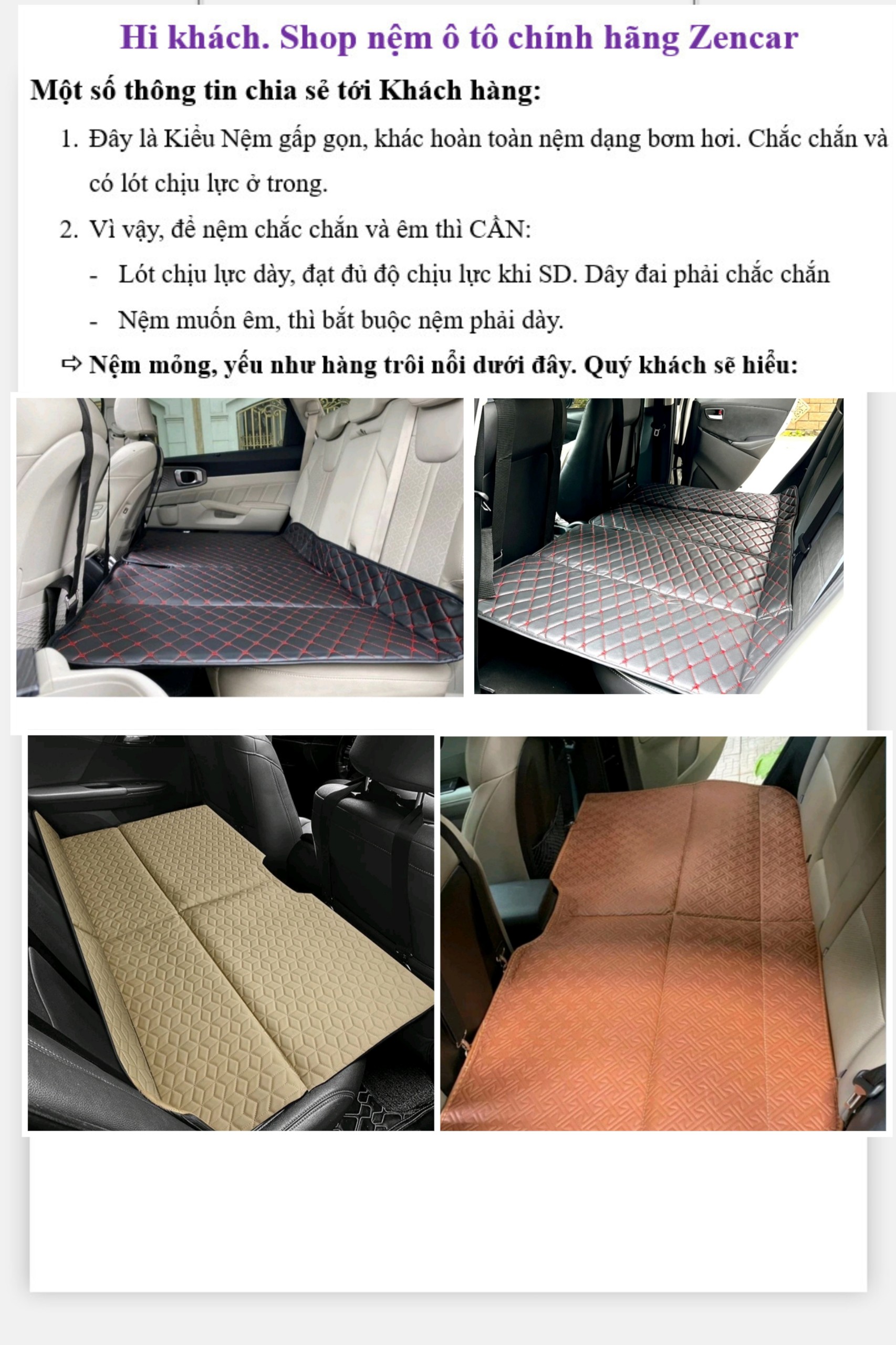 Đệm giường ô tô, đệm ô tô cao cấp, đệm ô tô gấp gọn