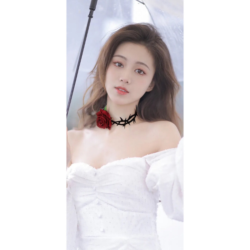 Vòng Cổ Choker Hoa Hồng Gai Góc Cá Tính Sành Điệu