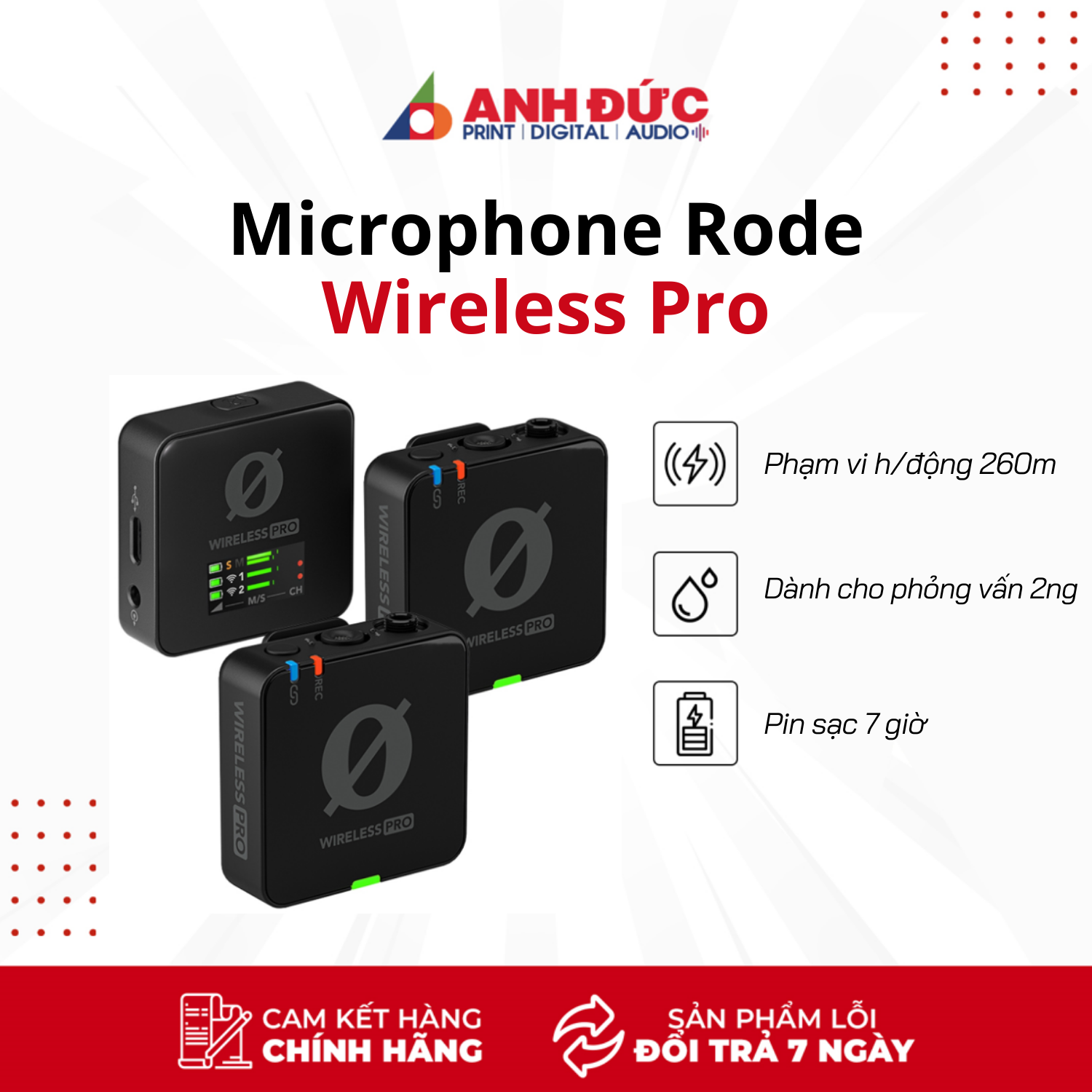 Microphone Không Dây Rode Wireless Pro - Hàng Chính Hãng Bảo Hành 12 Tháng