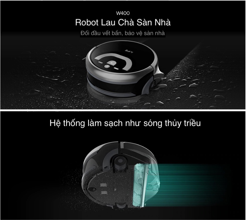 Robot Lau Chà Sàn Nhà ilife W400 phiên Bản EU - Hàng Nhập Khẩu