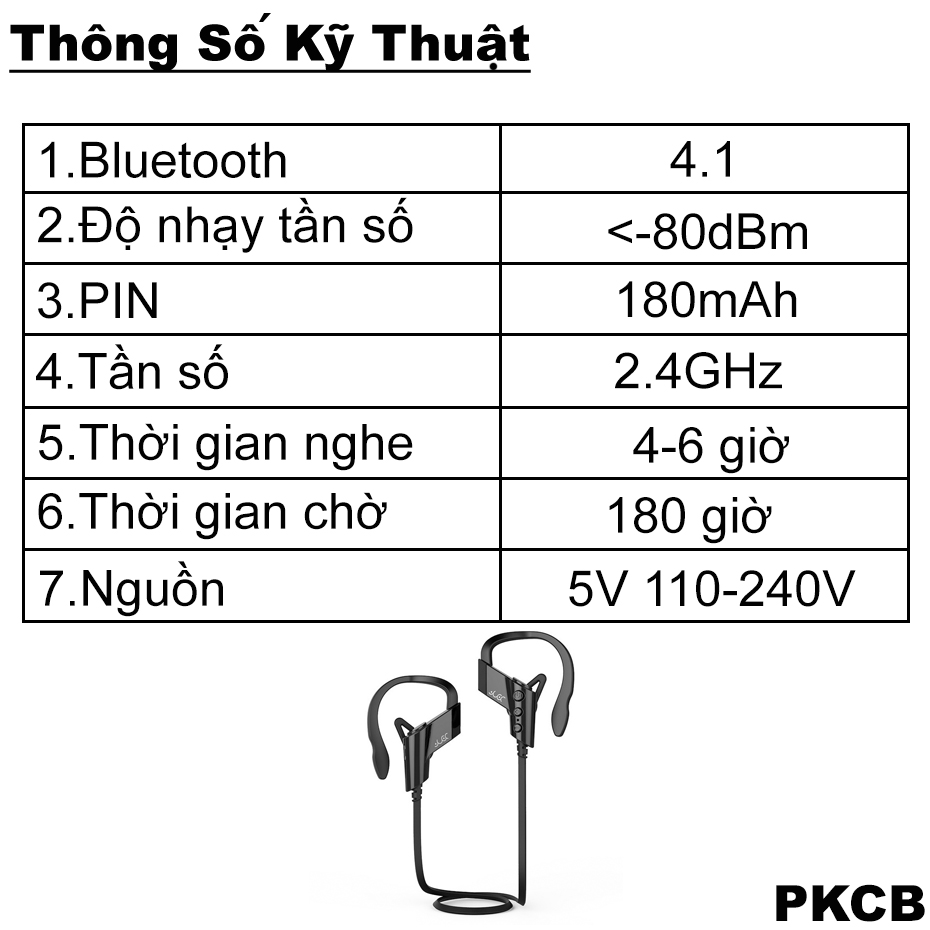 Tai Nghe Bluetooth Nhét Tai Cao Cấp Chất Lượng Cao PKCB8 - Hàng Chính Hãng