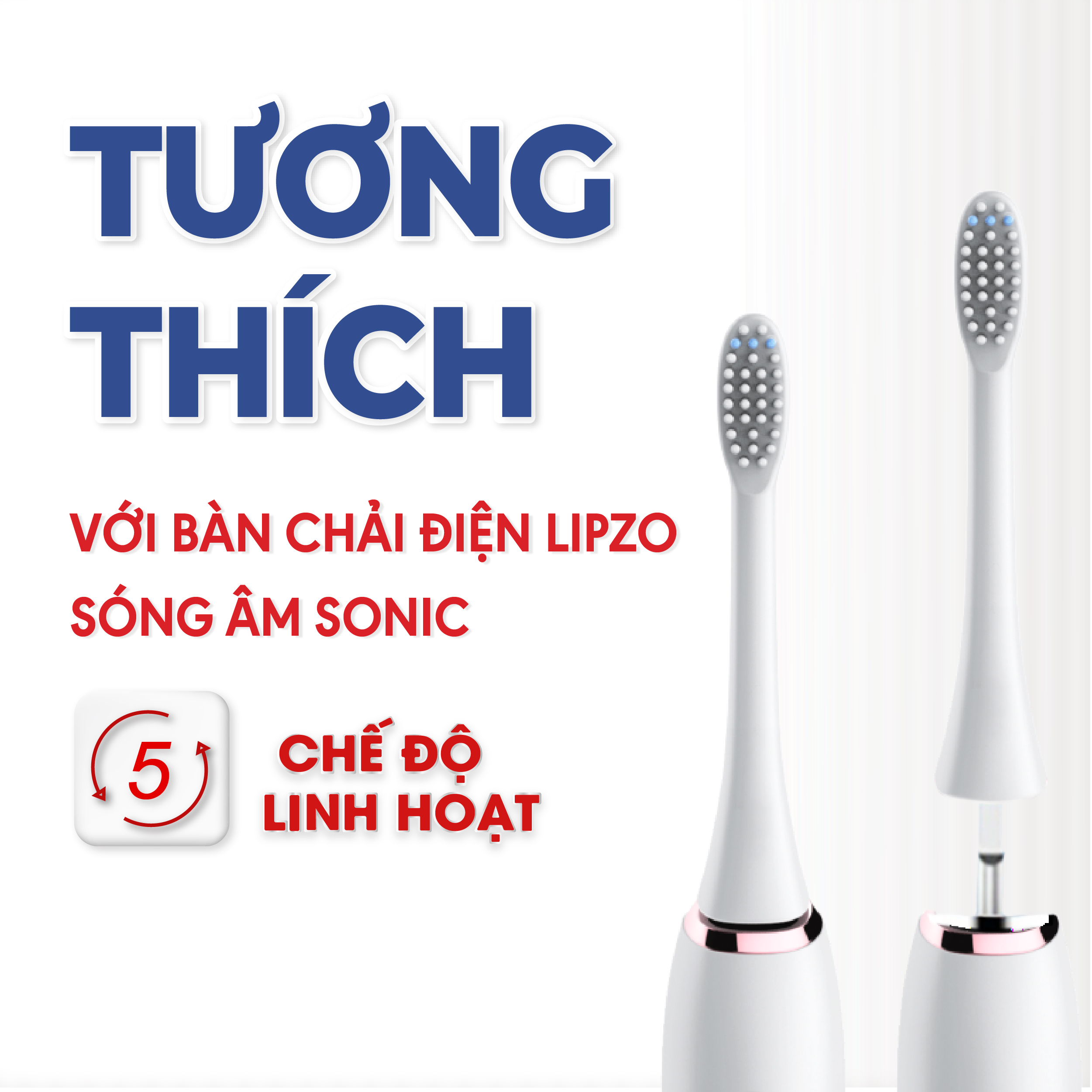 Vỉ 2 Đầu Bàn Chải Điện Lông Tynex LT1 Thay Thế Sau 3 Tháng Tương Thích Với Bàn Chải Điện Thông Minh Lipzo Sóng Âm Sonic