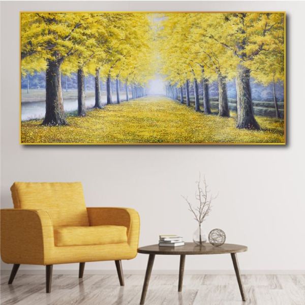 Tranh treo tường con đường lá vàng THD14(50X70cm)