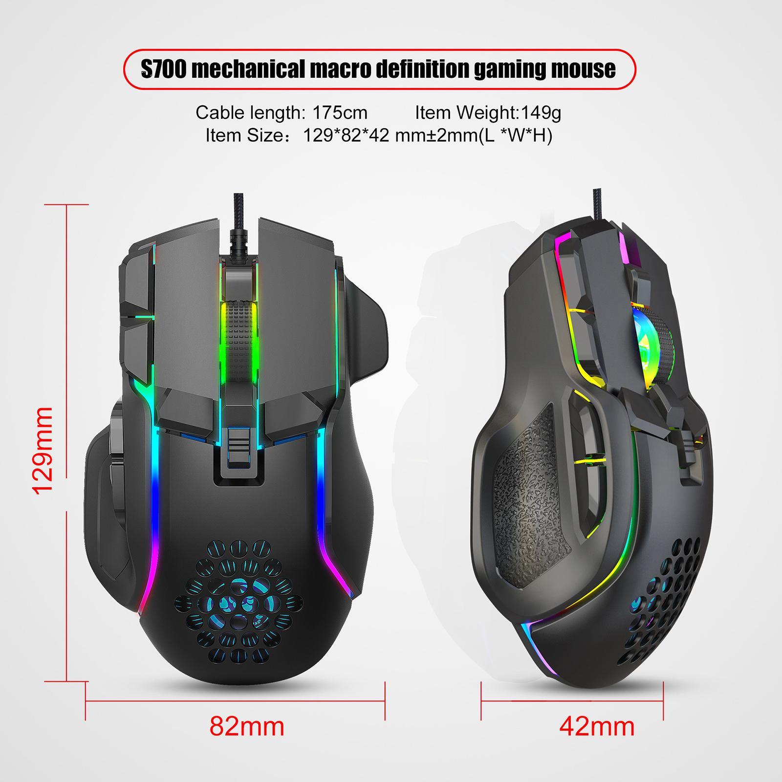 USB Wired Gaming Mouse 10 Buttons Programming Mice for PC and Notebook