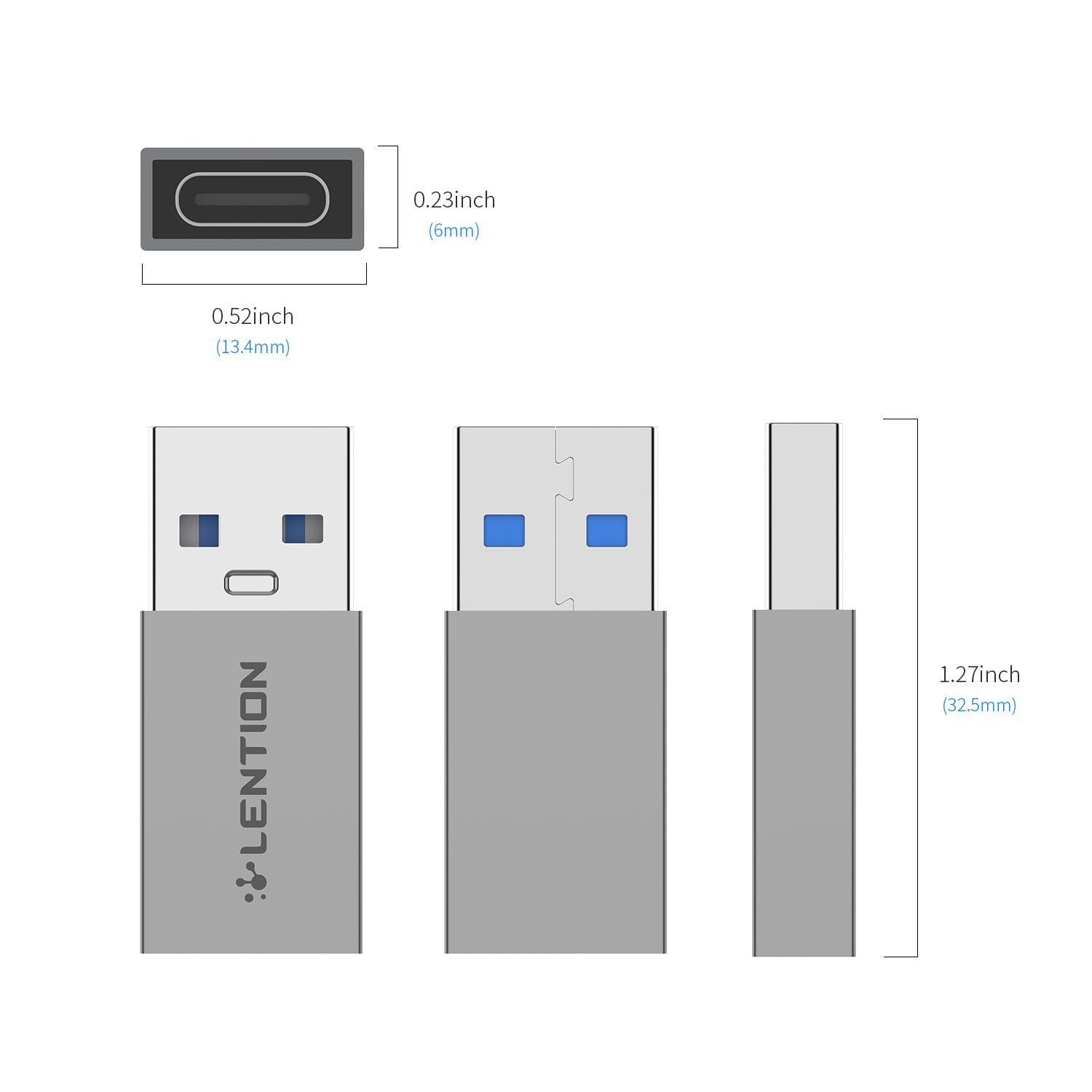 Đầu chuyển đổi USB-A sang USB-C Lention H3 Hàng Chính Hãng.