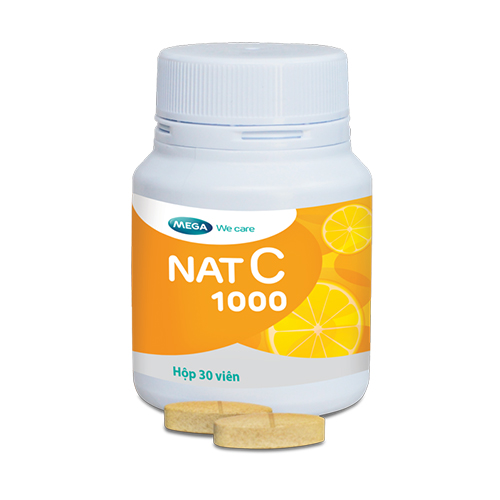 Viên uống Vitamin C sáng da, tăng cường đề kháng, giảm cảm cúm, cảm lạnh Mega We Care NAT C 1000
