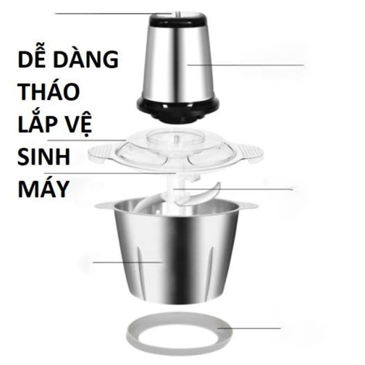 Máy xay thịt, máy xay đa năng công suất 250W, cối inox304 4 lưỡi dao sắc bén đa năng dùng cho gia đình