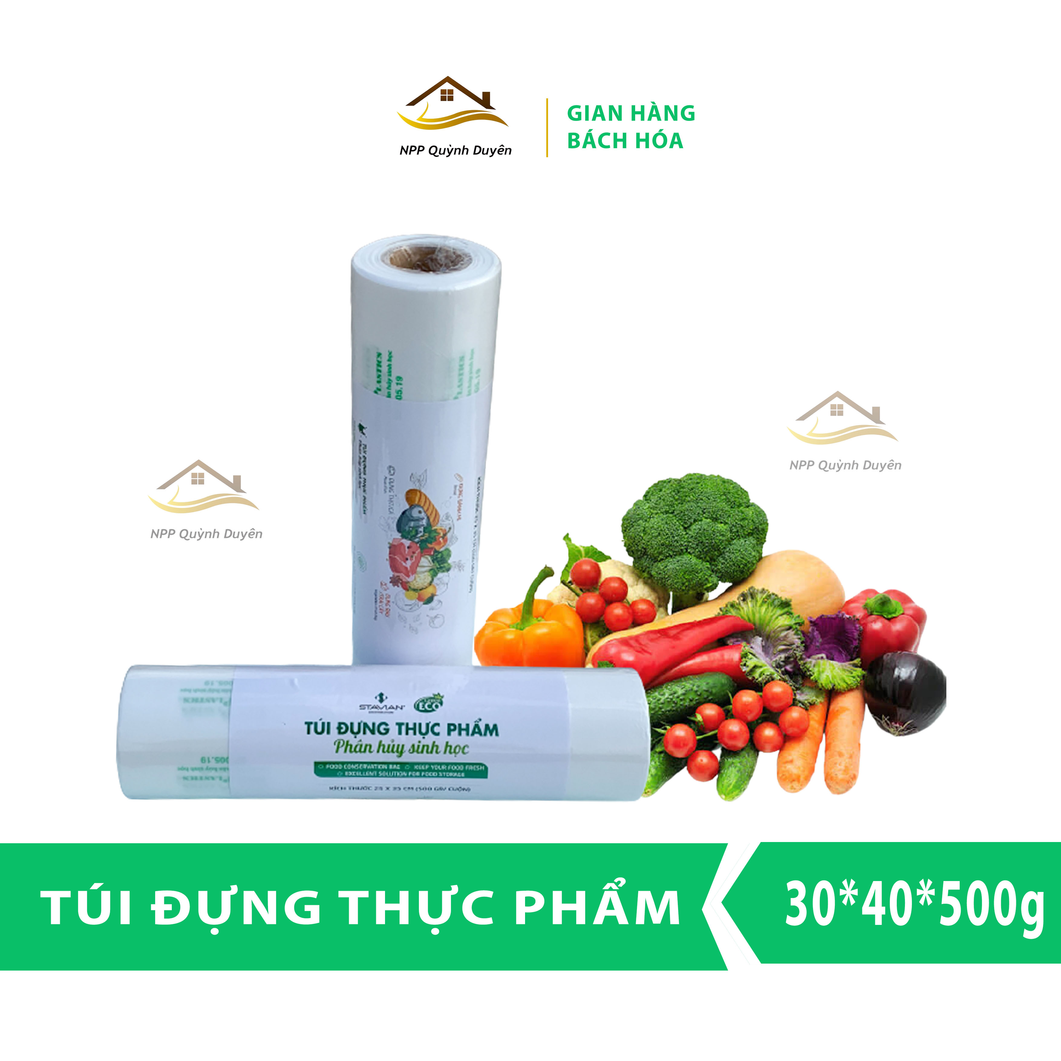 Cuộn túi đựng thực phẩm để đồ ăn sống bảo quản ngăn đá dầy dặn kích thước 30*40*500gram/cuộn