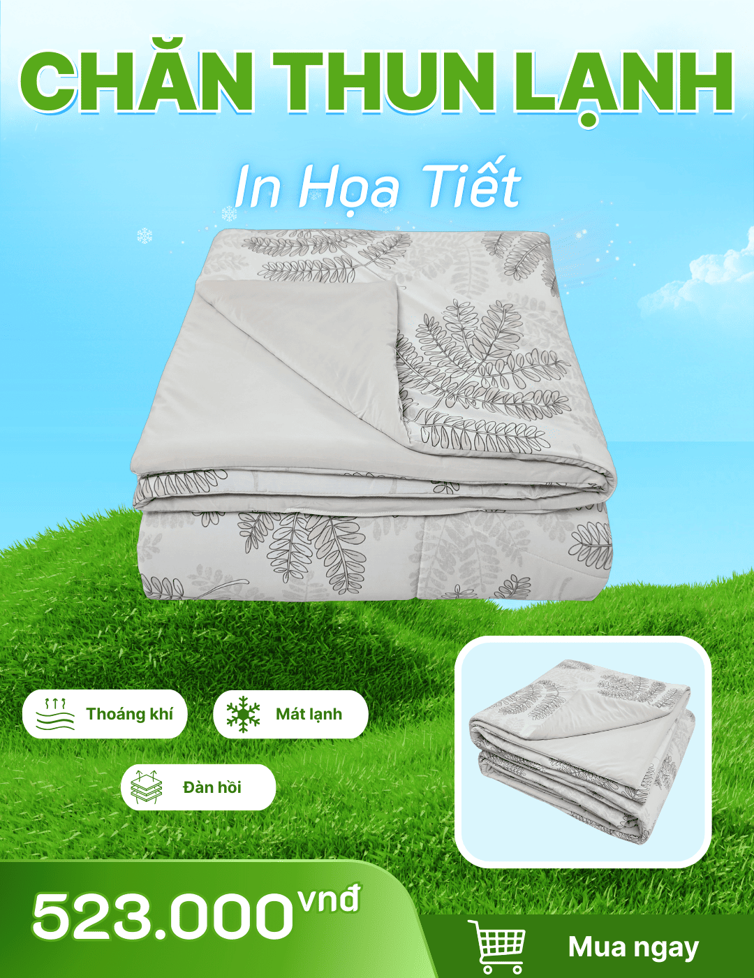 Chăn chần Thun Lạnh 180x200 in Họa Tiết