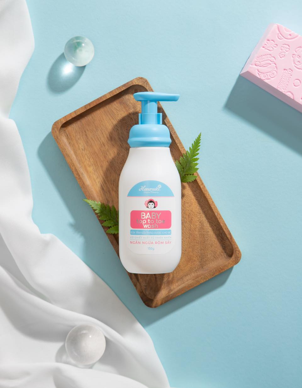 Sữa Tắm Gội Thảo Dược 2 in 1 Cho Bé Hanayuki Chính Hãng Baby Top Toe Wash Dưỡng Ẩm Ngăn Ngừa Rôm Sảy 150g