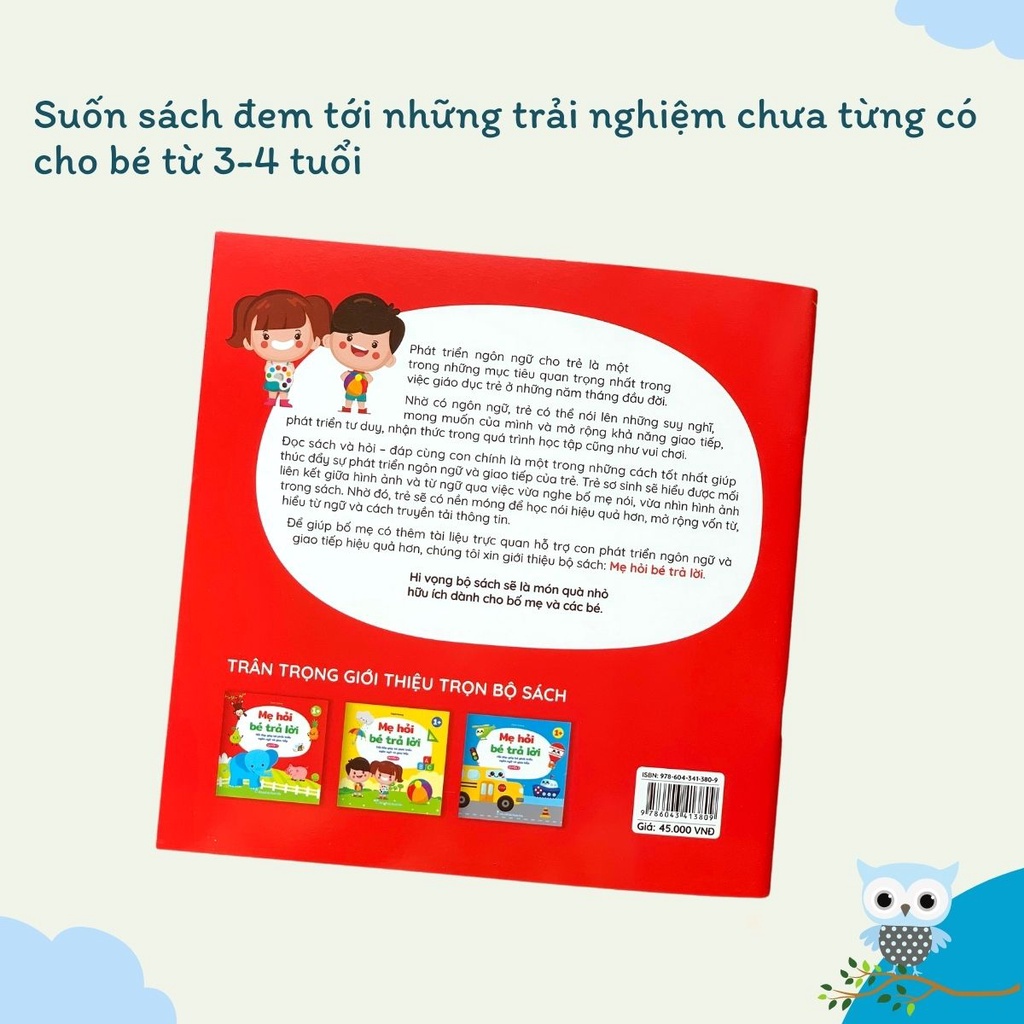 Sách - Mẹ hỏi bé trả lời - Giúp bé phát triển ngôn ngữ và giao tiếp- Bộ 3 cuốn