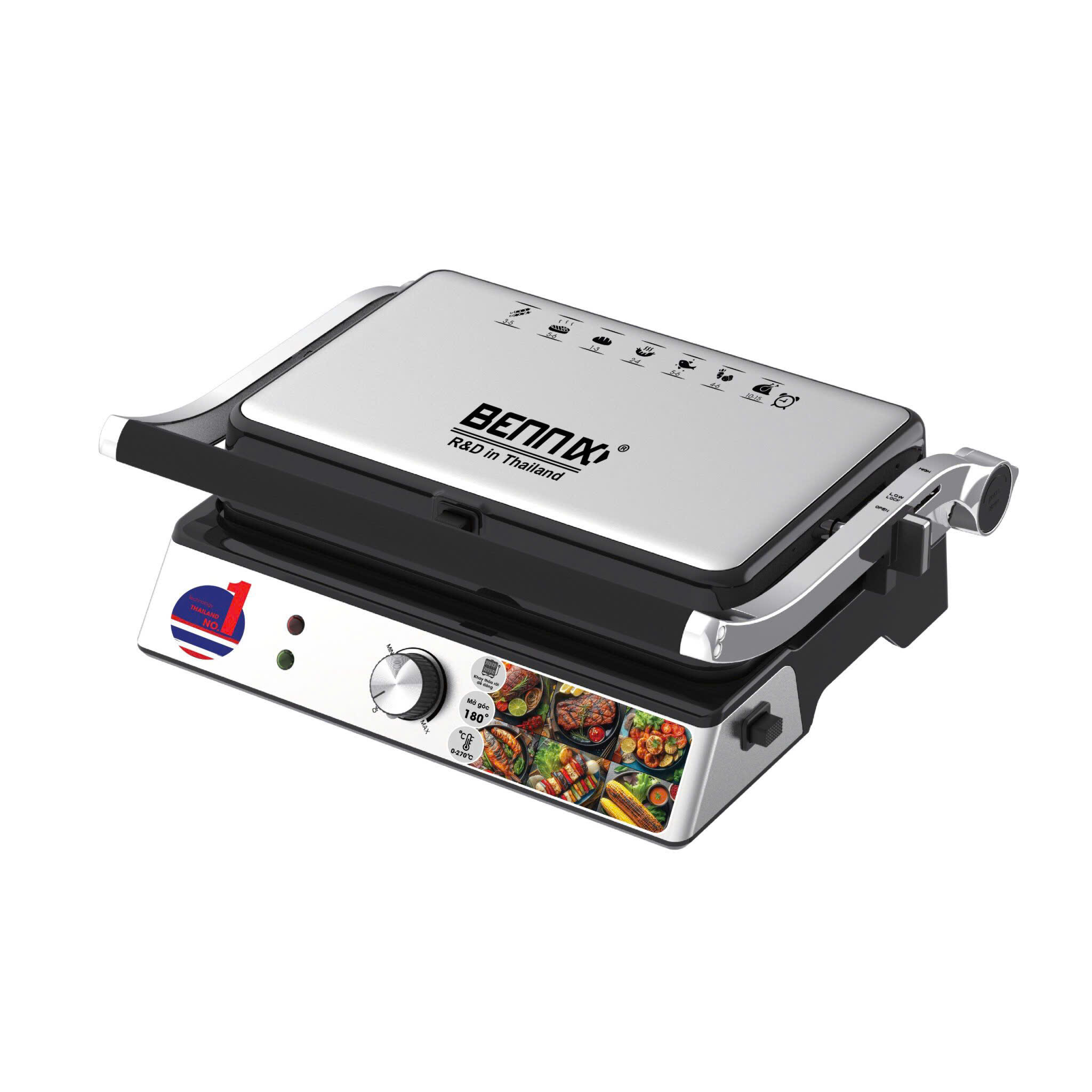 Máy Kẹp Nướng Bánh Mì Đa Năng Nướng Cá Bánh Mì Thịt Xiên 2 Mặt Chống Dính Bennix BN-901EG- Hàng Chính Hãng