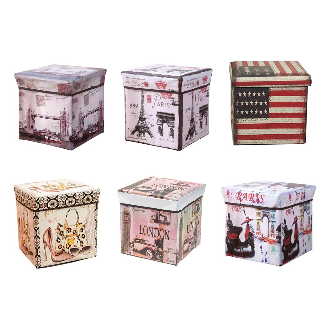 Foldable Storage Ottonmans Box Chest Seat Food Stool