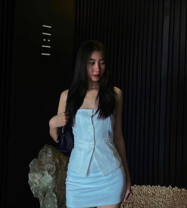 ĐẦM SET ÁO ỐNG CROPTOP ÔM BODY SUÔNG SƠ MI VEST BLAZER + VÁY CHỮ A NGẮN LƯNG CAO TRẮNG ĐI TIỆC DẠO PHỐ ĐI CHƠI ĐI BIỂN