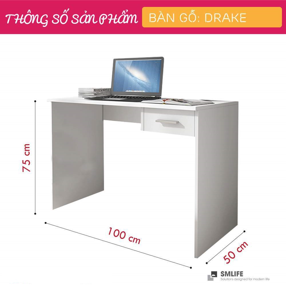 Bàn liền giá sách bằng gỗ công nghiệp SMLIFE Drake