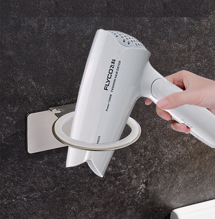 Kệ treo máy sấy tóc INOX 304 dán tường gạch men keo dán 3M siêu chắc - INOX