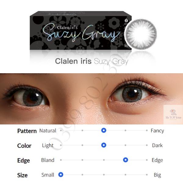 Kính áp tròng Hàn Quốc có độ Clalen Iris màu xám tự nhiên Suzy Gray dùng 1 ngày(có đến 10 độ)