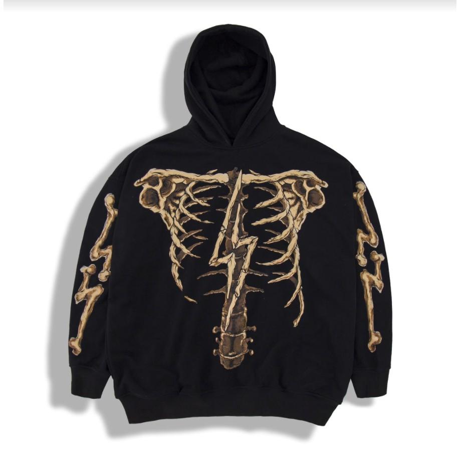 Áo hoodie unisex SWE SKELETON HOODIE Black áo nỉ có nón dày dặn