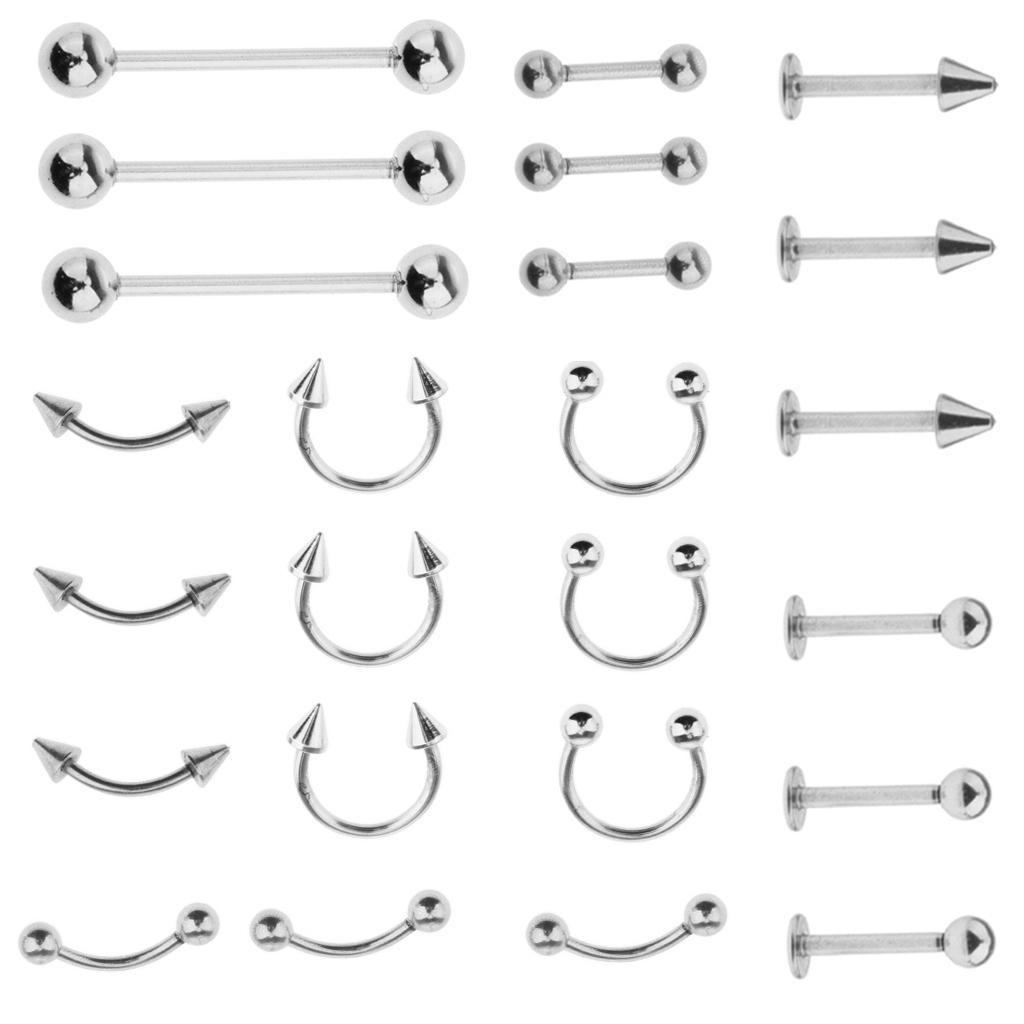 24 Pieces Lot Stainless Steel Eyebrow Ear Lip Navel Stud