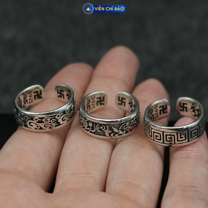 Nhẫn bạc nam khắc lục tự chữ vạn hở chất liệu bạc Thái thương hiệu Viễn Chí Bảo N101242