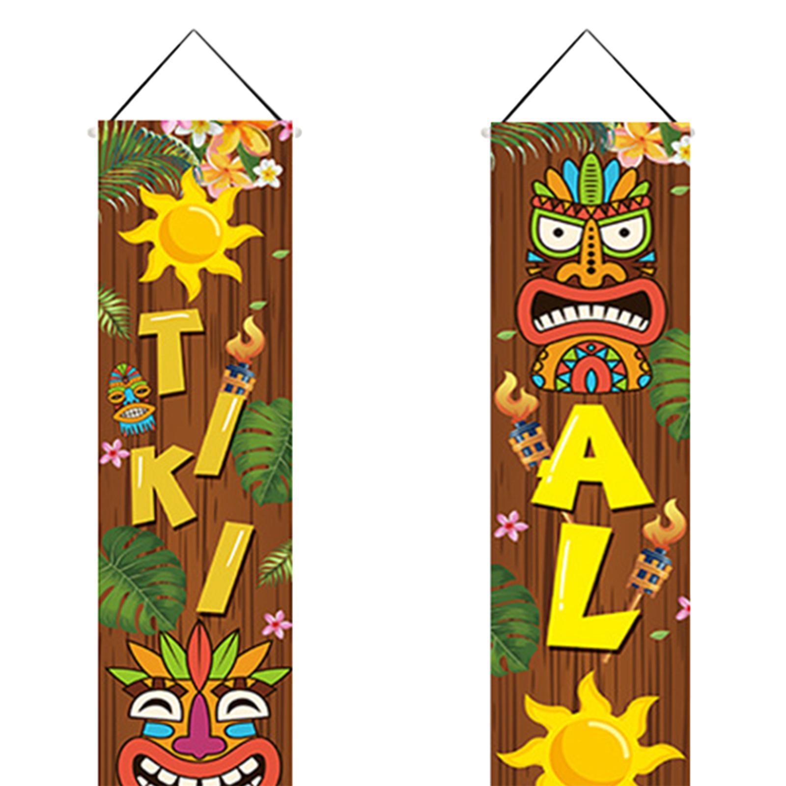Door Banner Sign Decorative Door Flags Porch Sign for Hawaiian Home Carnival