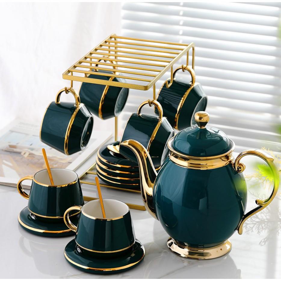 Bộ ấm chén sứ men xanh cao cấp