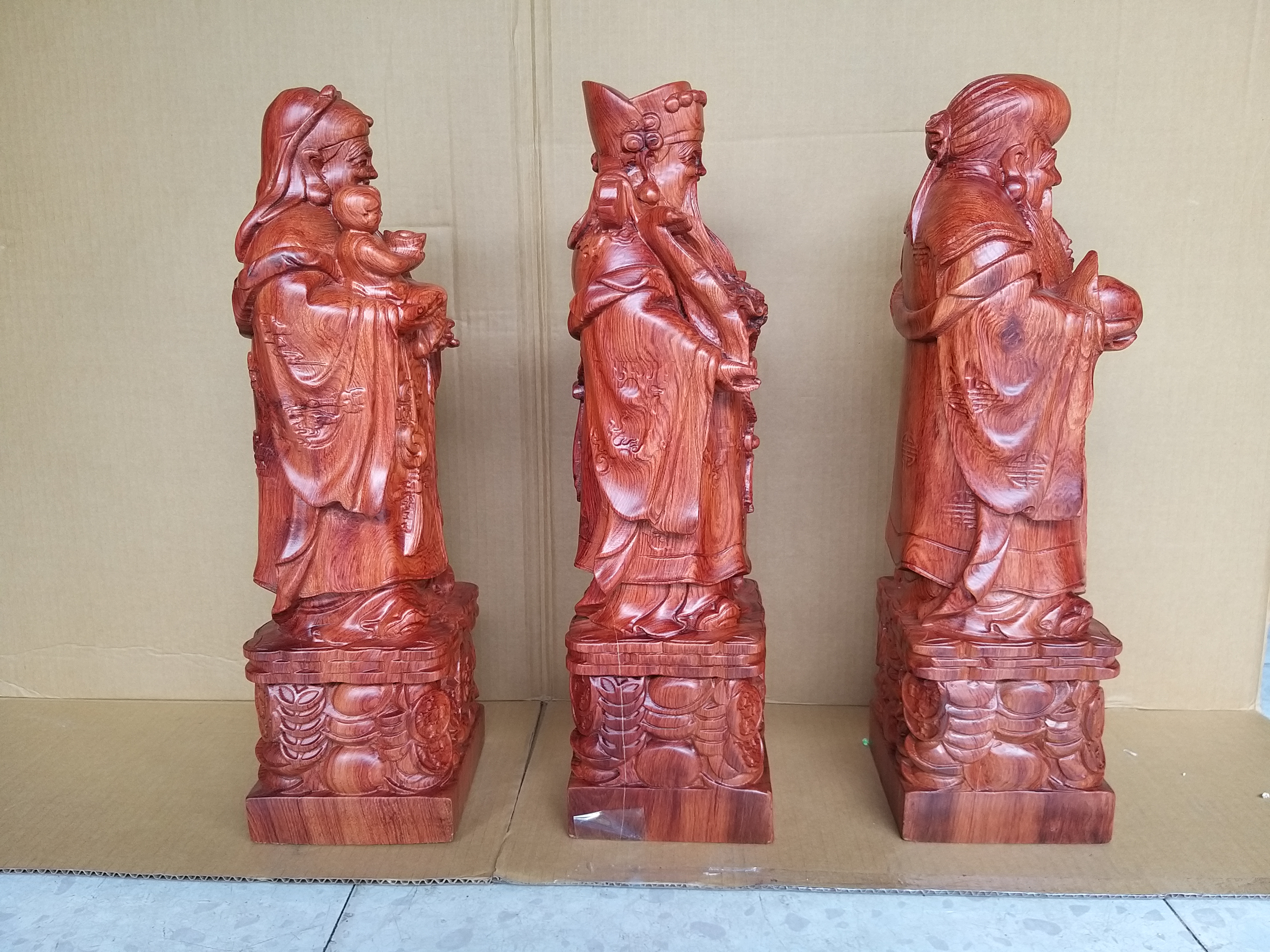Bộ Tượng Tam Đa, tượng Phúc Lộc Thọ, tượng gỗ, tượng phong thủy gỗ Hương