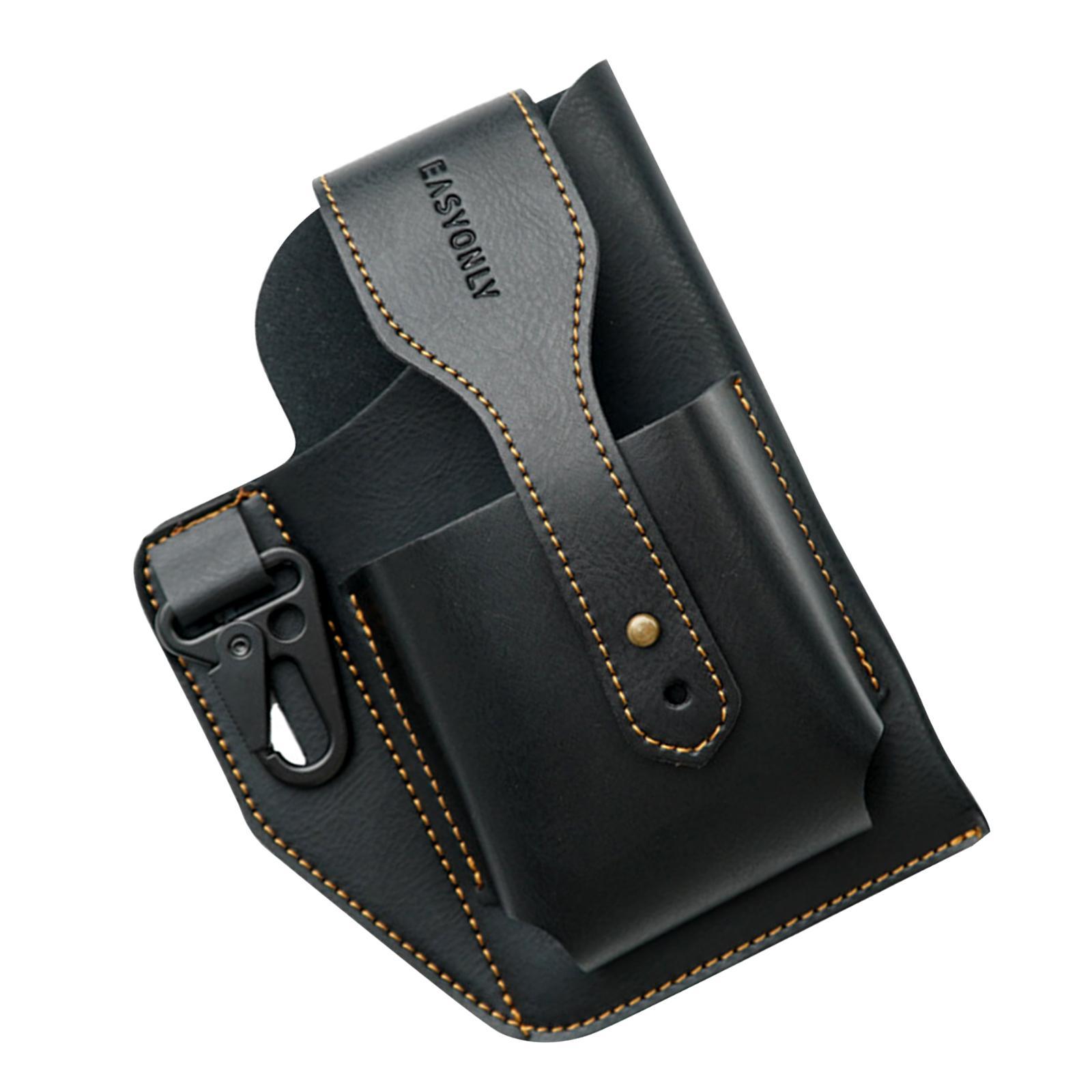 Vintage Men Waist Multifunction PU Leather Phone Case Waist Cover , Black