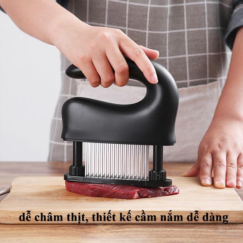 Máy châm thịt 48 que kim, chất liệu thép không gỉ, dễ châm thịt, có thể tháo rời, dễ lau chùi