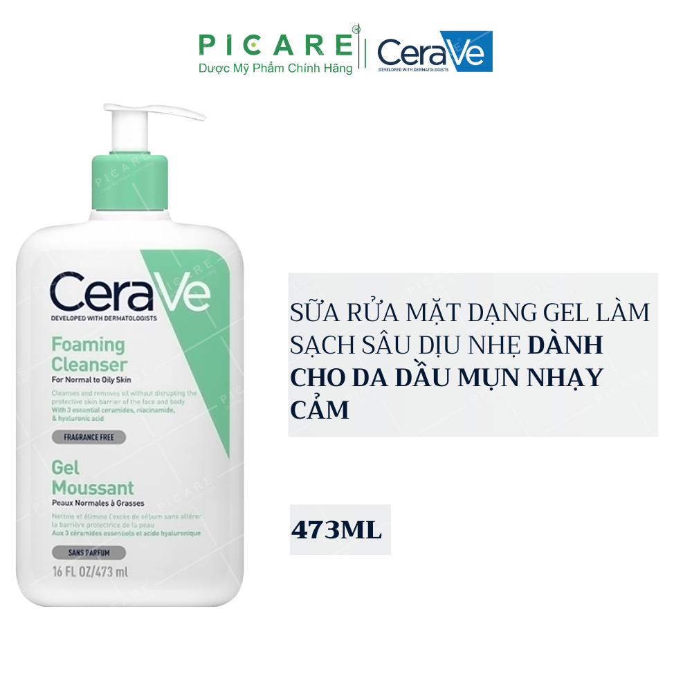 Sữa Rửa Mặt Dịu Nhẹ Cho Da Dầu CeraVe Foaming Cleanser 473ml