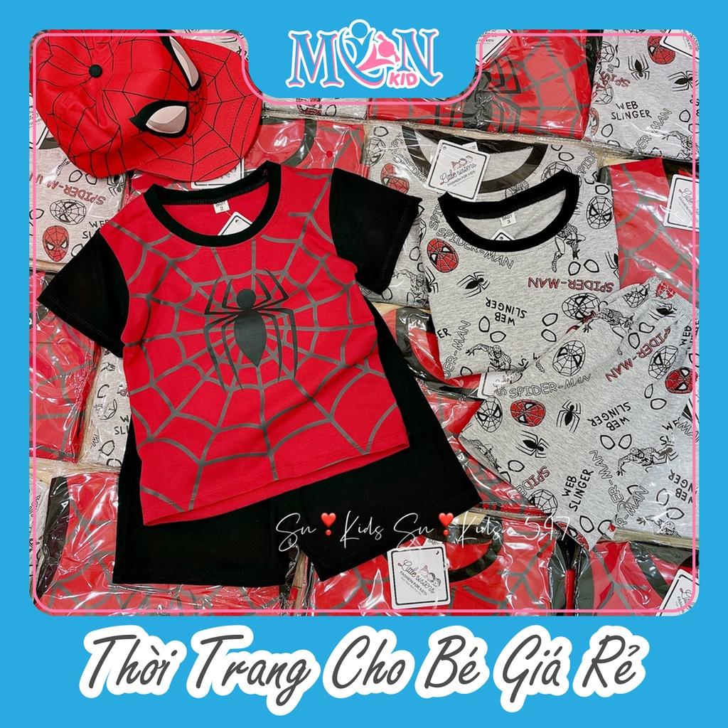 Bộ cộc tay mặt nhện spider man bé trai siêu nhân Monmonkid