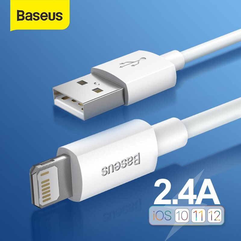 Cáp sạc nhanh 2.4A Baseus Mini White kết nối iPhone dây tròn dẻo đồng bộ dữ liệu cao dài 100CM - Hàng chính hãng