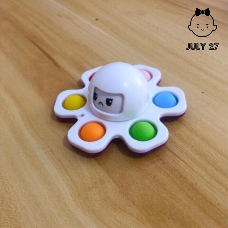 Spinner Popit, Bạch Tuộc Cảm Xúc, Làm từ nhựa ABS an toàn, giúp bé thư giãn, kích thước 4 x 9cm