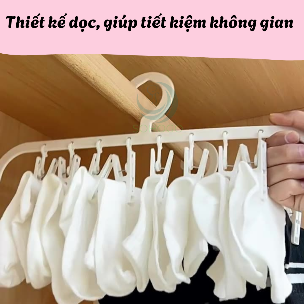 Móc kẹp mũ nón, vớ tất, yếm, khẩu trang, đồ lót từ 18-26 kẹp, sắp xếp tủ quần áo gọn gàng, tiết kiệm không gian nhà cửa