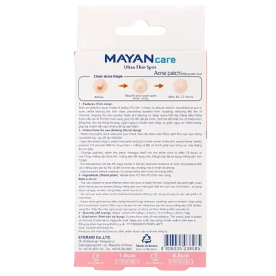 Combo 3 Miếng Dán Giảm Mụn Mayancare 20 Miếng