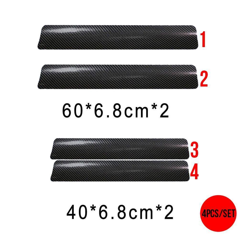 Bộ 4 Miếng Dán Màu Đen Họa Tiết Sợi Carbon 3D Chống Trầy Cho Cửa Xe Hơi