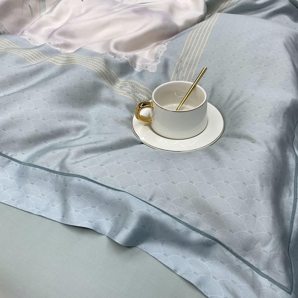 Bộ chăn ga gối LUXURY DESIGN 530 lụa Tencel 100S in họa tiết Thiên nhiên cách điệu trẻ trung, mềm mịn