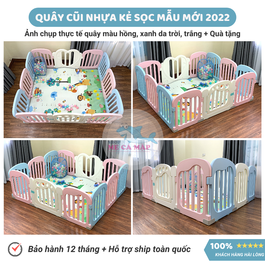 Quây cũi nhựa cao 65cm tặng THẢM DÀY và 100 BÓNG, quây bóng nhựa an tâm cho bố mẹ